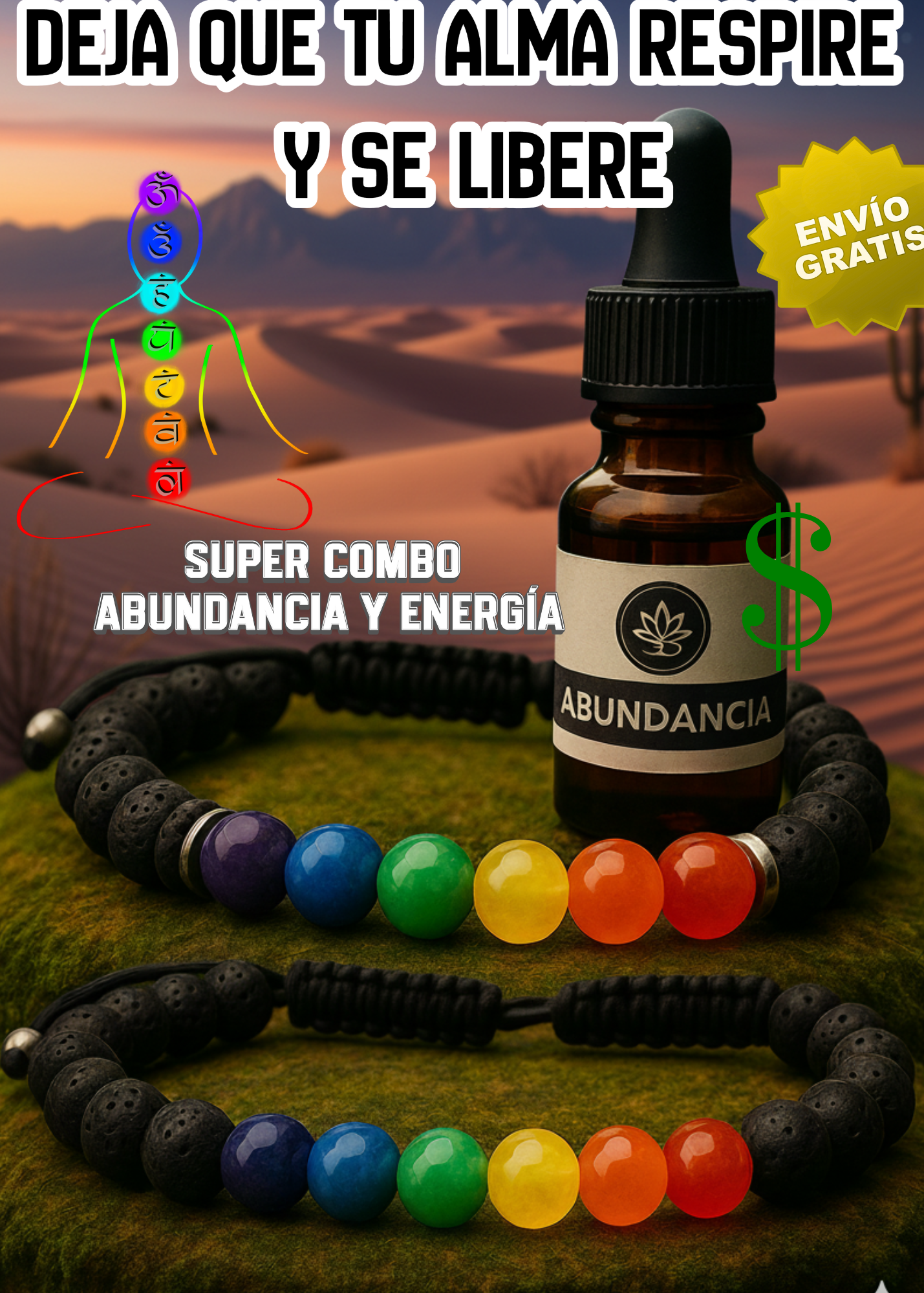 Kit Abundancia : Lleva 2 Pulseras 7 Chakras GRATIS  Aceite Abundancia+ PDF