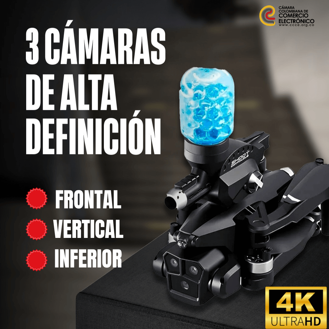 Drone Triple Cámara + Lanza Hidrogel – Graba, Dispara y Juega en el Aire🛰