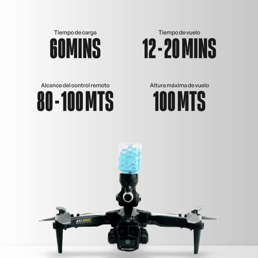 Drone Triple Cámara + Lanza Hidrogel – Graba, Dispara y Juega en el Aire🛰