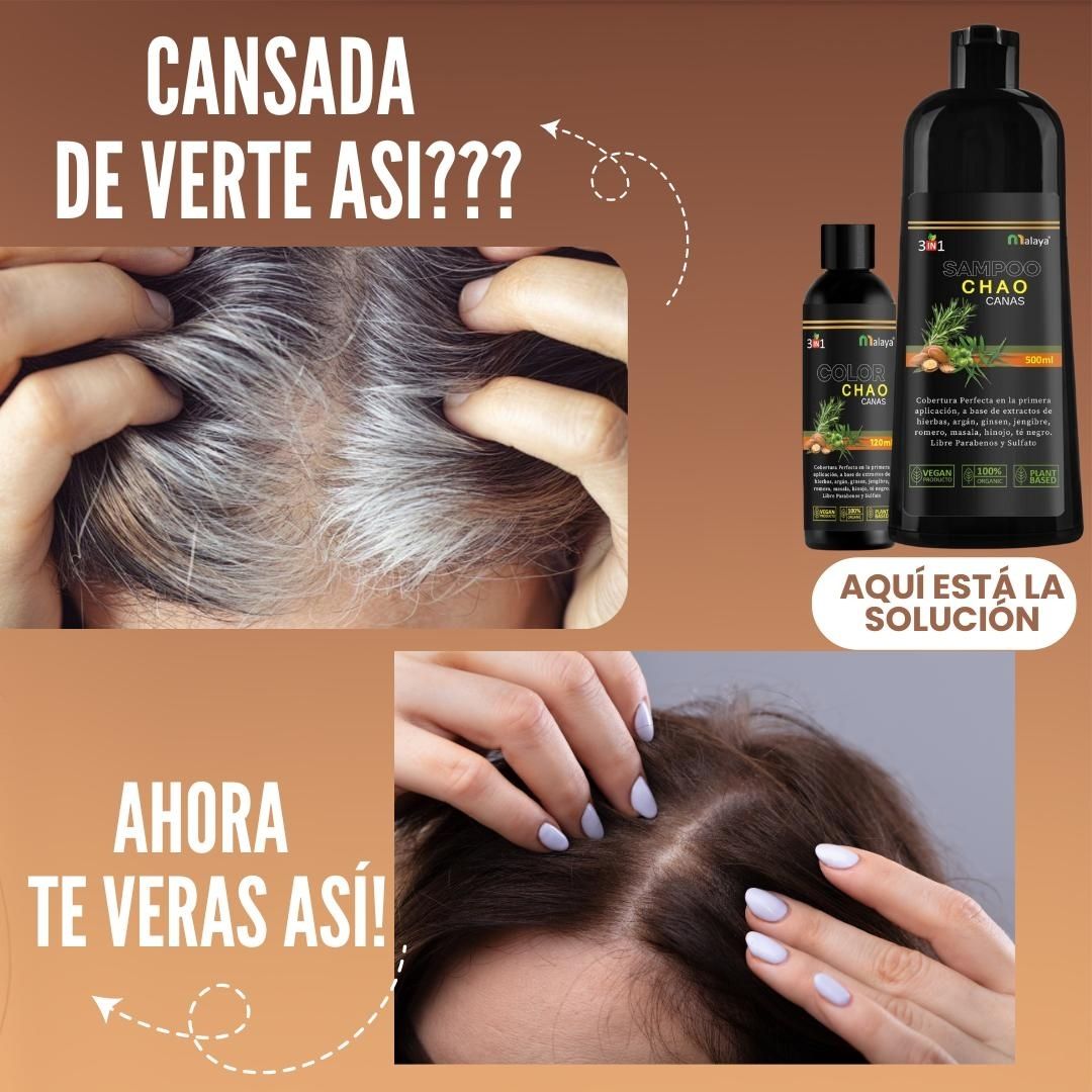 CHAO Canas: Shampoo + Tratamiento que renueva tu look en minutos