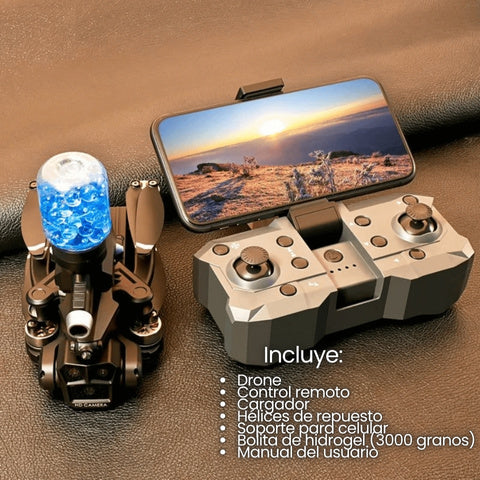 Drone Triple Cámara + Lanza Hidrogel – Graba, Dispara y Juega en el Aire🛰