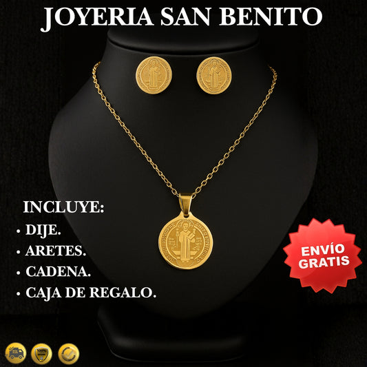Juego de Cadena y Aretes de San Benito