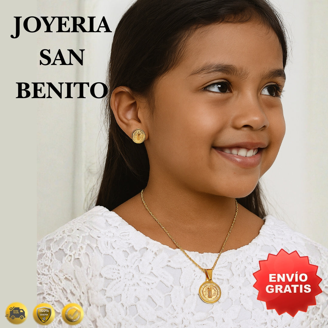 Juego de Cadena y Aretes de San Benito
