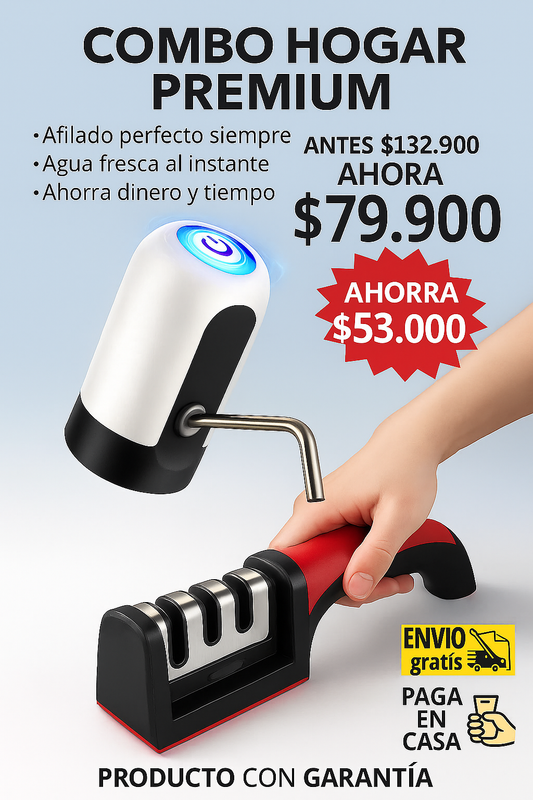 Combo Hogar Premium: Dispensador de agua y Afilador de cuchillos
