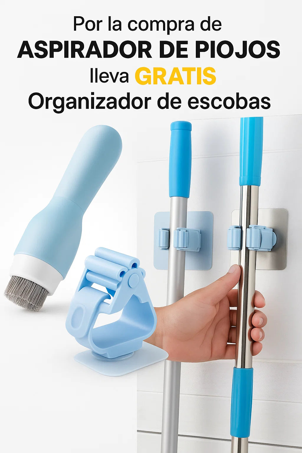 Aspirador Eléctrico de Piojos Deluxe Gratis 1 Organizador para Escoba.