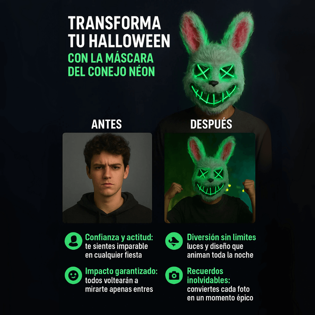 Mascaras de Halloween en peluche luz led