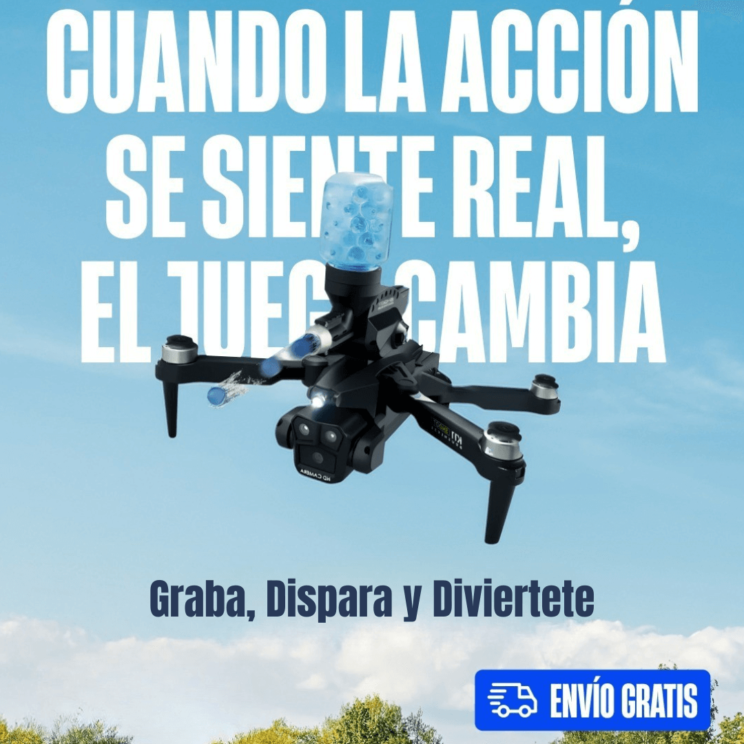 Drone Triple Cámara + Lanza Hidrogel – Graba, Dispara y Juega en el Aire🛰