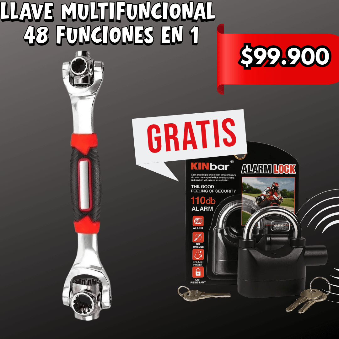 🔧Llave Universal 40 en 1 Multifunción + Candado con alarma GRATIS 🔒