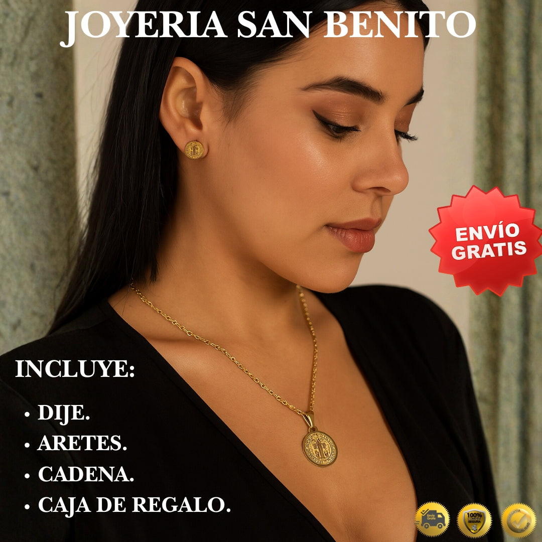 Juego de Cadena y Aretes de San Benito