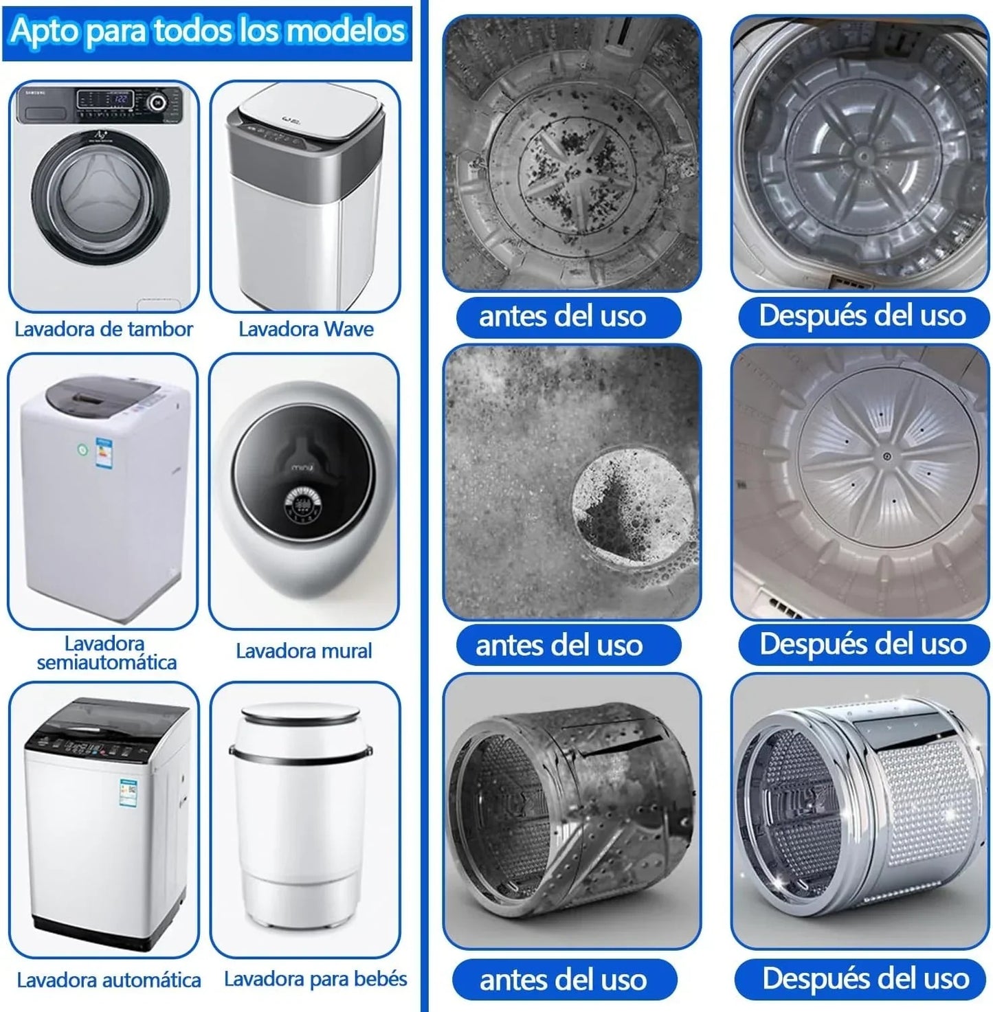 Pastilla Limpiador de Lavadora x 12 unid GRATIS Destapador de Tubería.