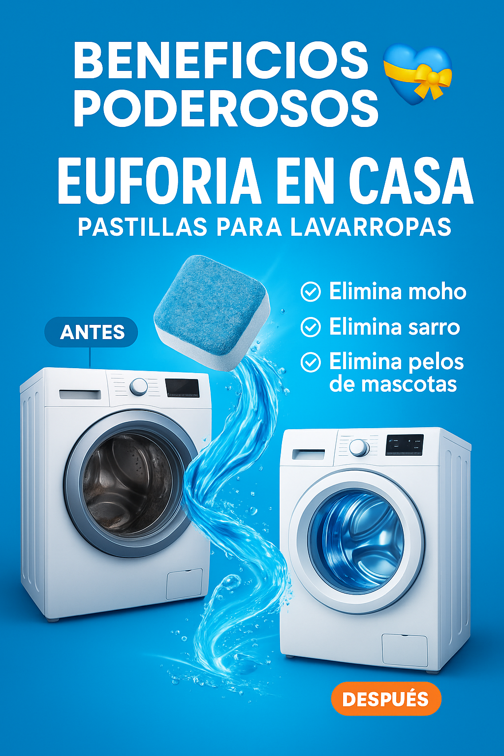 Pastilla Limpiador de Lavadora x 12 unid GRATIS Destapador de Tubería.